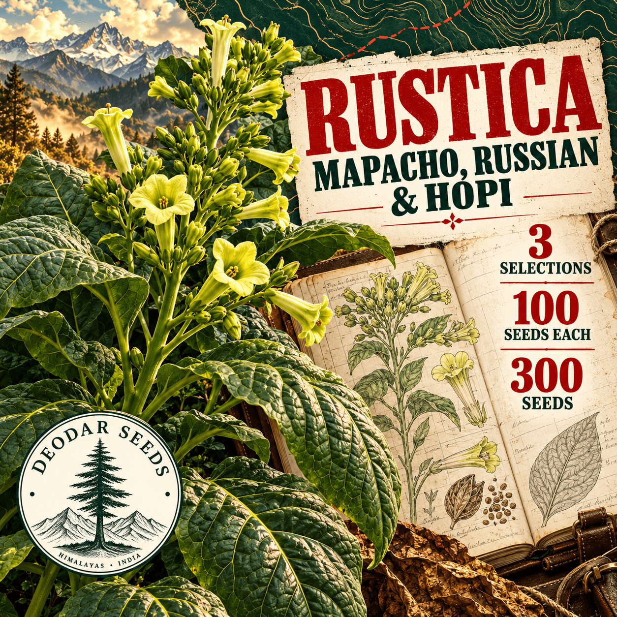 Rustica Mapacho, Russian & Hopi — 3 Seed Selections | Nicotiana rustica