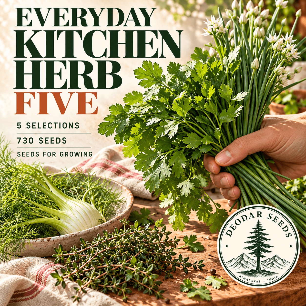 Everyday Kitchen Herb Five — 5 Seed Selections