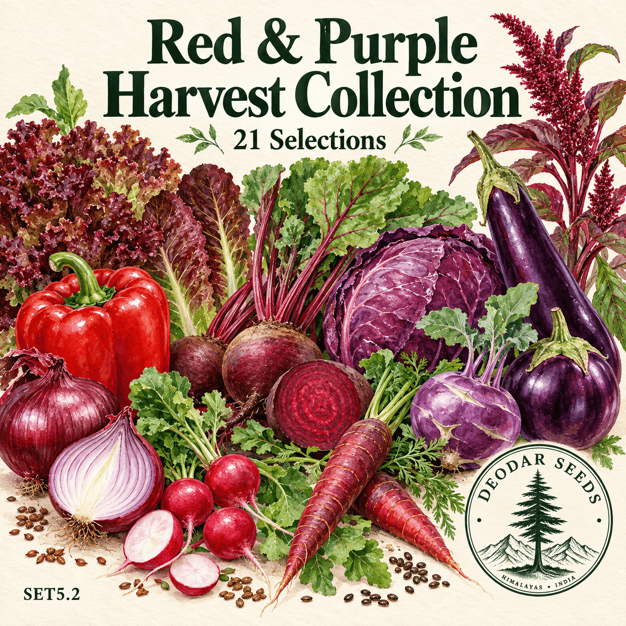 Red & Purple Harvest Collection, 21 Seed Varieties