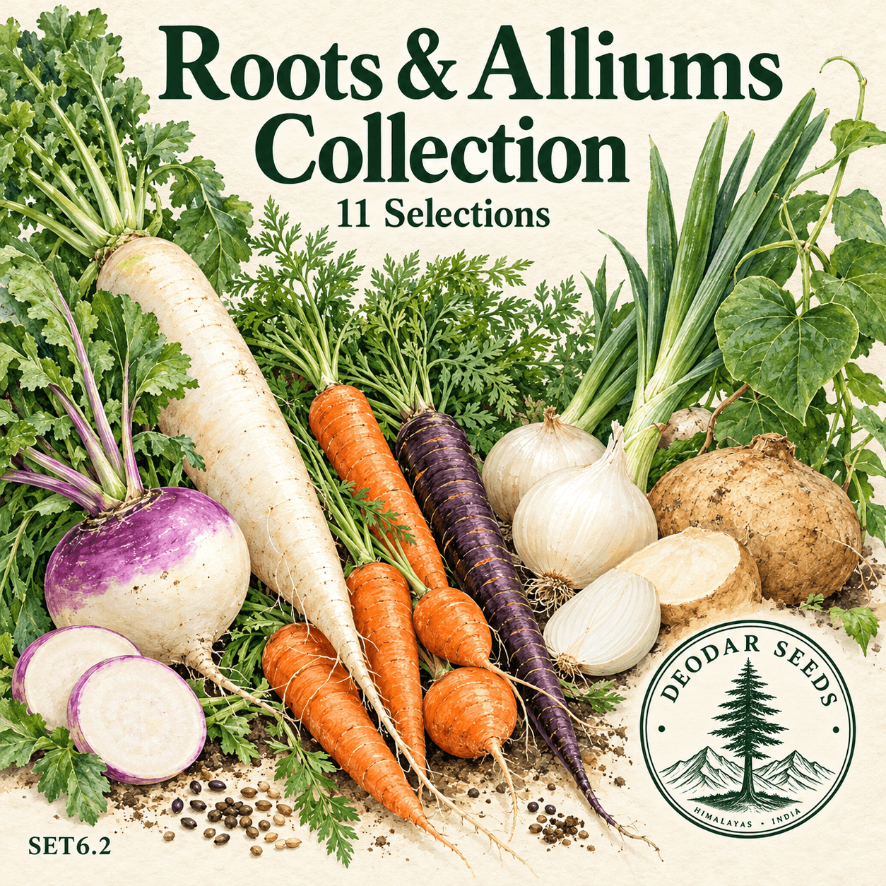 Roots & Alliums Collection, 11 Seed Varieties
