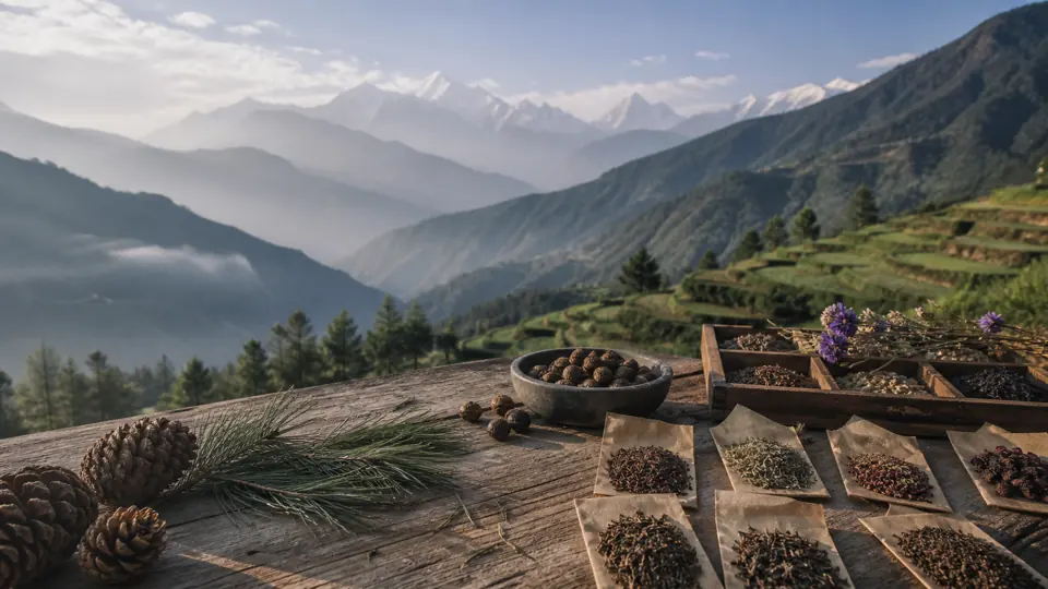 Seeds sorted on a table in the Himalayas